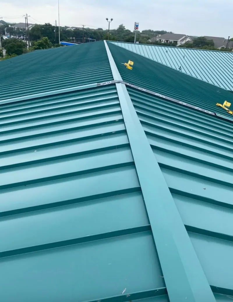 Green commercial metal roof ridge and valley for Metal Roof Repair in Gaffney